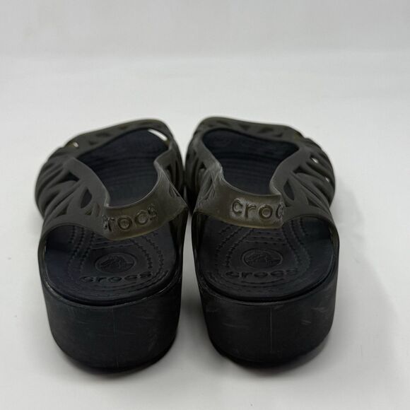 Crocs Adrina III Wedge Sandals Womens 9 Black Open Toe Summer Comfort Casual - Picture 10 of 15